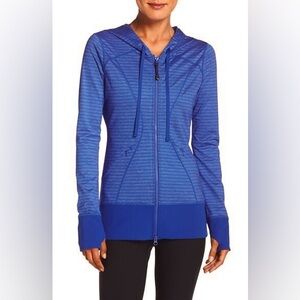 Zella Tall/Long Royal Blue Stripe Long Sleeve Hannah Jacket with Hood